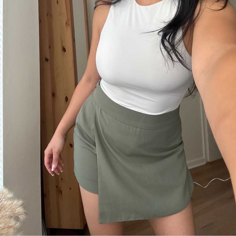 Olive green Skort (Skirt+Short)